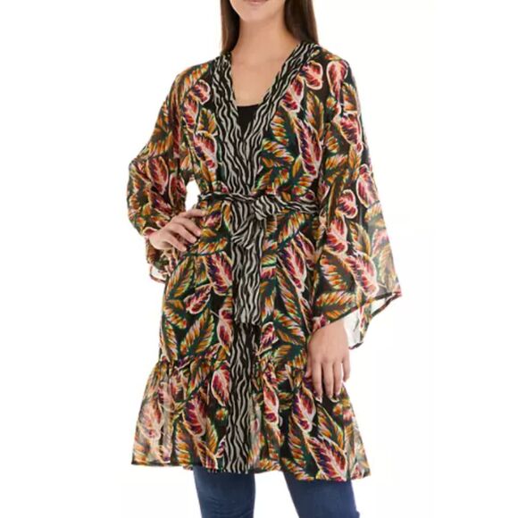 Vince Camuto Island Spice‎ Self-Belt Topper OS Coverup Kimono Wrap Robe - Picture 8 of 9